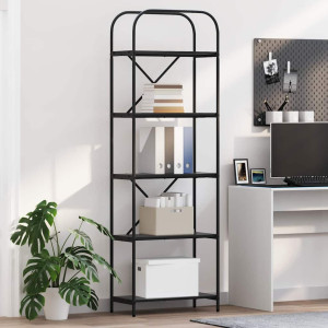 vidaXL Bokhylle 5 nivåer 60 x 30 x 183 cm Konstruert tre Svart Eik