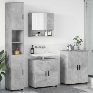 vidaXL Baderomsinnredningssett 4 stk. Betonggrå 61 x 35 x 64 cm
