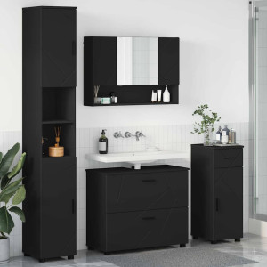 vidaXL Baderomsinnredningssett 4 stk. Svart 35 x 30 x 192 cm