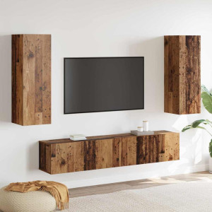 vidaXL TV-benksett Veggmontert 4 pcs Gamle tre Konstruert tre