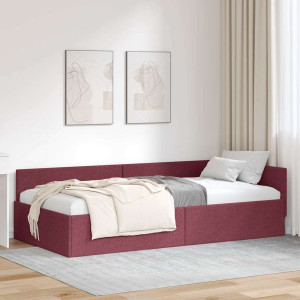 vidaXL Hjørnesengramme med hodegjerde Vinrød 90 cm x 190 cm stoff