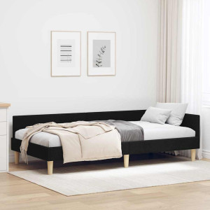 vidaXL Hjørnesengramme Svart 90 x 190 cm stoff