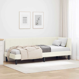 vidaXL Hjørnesengramme med hodegjerde Krem 80 cm x 200 cm Fløyel