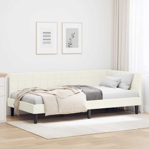 vidaXL Hjørnesengramme med hodegjerde Krem 100 cm x 200 cm Fløyel