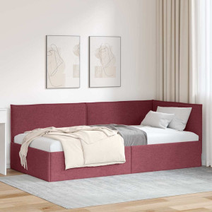 vidaXL Hjørnesengramme med hodegjerde Vinrød 100 x 200 cm stoff