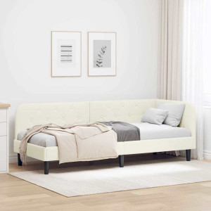 vidaXL Hjørnesengramme Krem 80 x 200 cm Fløyel