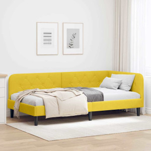 vidaXL Hjørnesengramme Gul 90 x 200 cm Fløyel
