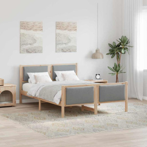 vidaXL Sengestamme med hodegjerde Lysegrå 150 x 200 cm stoff