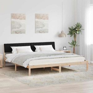 vidaXL Sengestamme Brunt og svart 200 x 200 cm Heltre furu