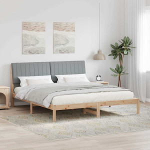 vidaXL Sengestamme med hodegjerde Brun 180 x 200 cm Massiv furu