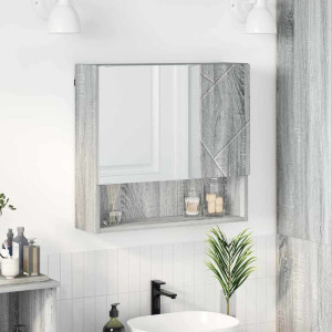 vidaXL Speilskap Grå Sonoma 59 x 17 x 55 cm Konstruert tre