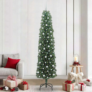 vidaXL Kunstig juletre med 300 LED grønn 240 cm PVC og stål og plast