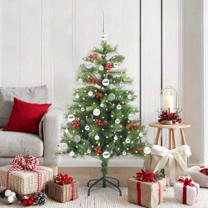 vidaXL Kunstig juletre med LED -stripelys grønn 150 cm PVC og metall