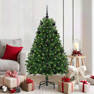 vidaXL Kunstig sammensatt juletre Grønn 150 cm PVC og stål 150 LED-lys