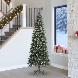 vidaXL Kunstig juletre med 300 LED grønn 240 cm PVC og plast og stål