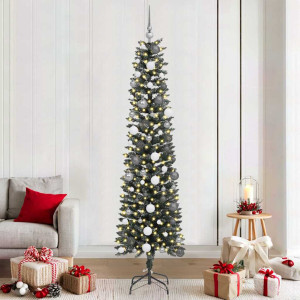 vidaXL Kunstig juletre med 300 LED grønn 210 cm PVC og plast og stål