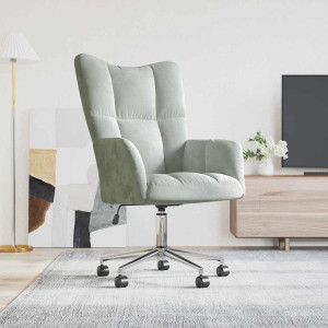 vidaXL Avslappende stol med hjul Lysegrå 69 x 61,5 x 102 cm Fløyel