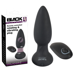 Black Velvets Klasyczny korek analny z funkcją rotacji - na pilota, USB Czarny