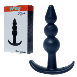 Boss Series T-Plug Ripple Klasyczny korek analny - dyskretny, Czarny TPE