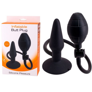 Seven Creations Inflatable Butt Plug S - Pompowany czarny korek analny