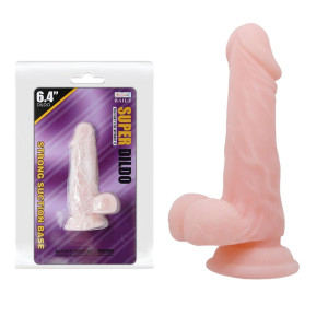 BAILE - SUPER DILDO 6,4" Realistyczne dildo z przyssawką i jądrami, Cieliste