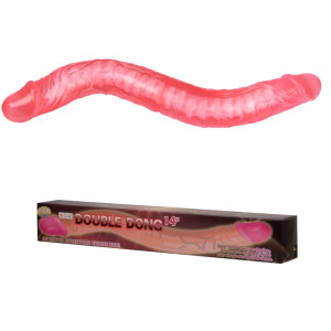 DOUBLE DONG 14" Realistyczne dwustronne dildo, giętkie - Różowe, TPR