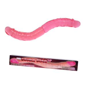 DOUBLE DONG 14" Dwustronne dildo z żyłami, Różowe