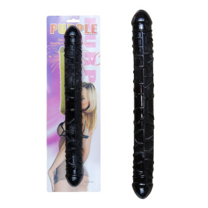 Flexible Double Dong Żylaste dwustronne dildo, Czarne TPR