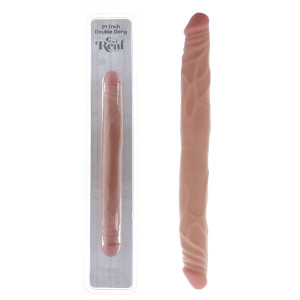 Double Dong 14' Realistyczne dildo dwustronne z wyraźnymi żyłami, Cieliste PVC