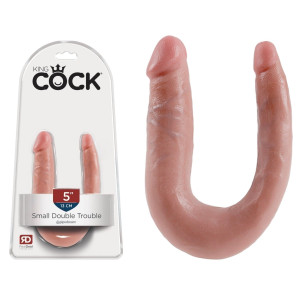 King Cock Poręczne dwustronne dildo - realistyczne, Cieliste PVC
