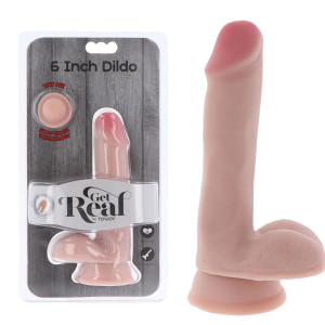 ToyJoy Dual Density 6' Realistyczne dildo z jądrami i przyssawką, TPE Cieliste