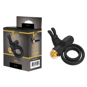 Dream Toys ELITE JOEL - Wibrujący pierścień erekcyjny z króliczkiem - Czarny