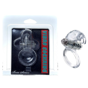 Boss Series Rabbit Vibro CockRing Clear - Pierścień erekcyjny z króliczkiem