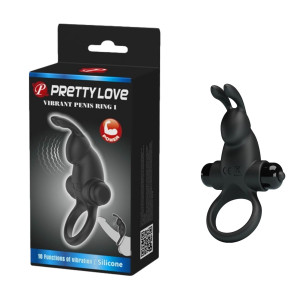 PRETTY LOVE - VIBRANT PENIS RING I Black - pierścień erekcyjny z wibracjami, Czarny