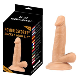 Rocket John 6,7" Sztuczny penis 17 cm cielisty z przyssawką i jądrami