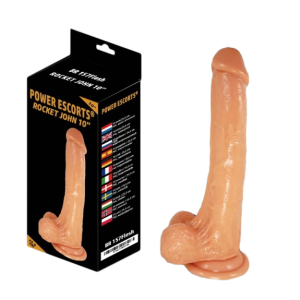 Power Escorts Rocket john 10" Realistyczne długie dildo z jądrami, Cieliste