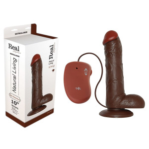 Toyz4Lovers REAL RAPTURE BROWN 10" Wibrator Realistyczny na przyssawkę + Pilot