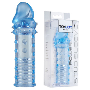 ToyJoy POWER STUD SLEEVE BLUE - Nakładka na penisa z wypustkami, TPE