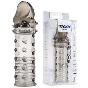 ToyJoy POWER STUD SLEEVE SMOKE - Nakładka na penisa z wypustkami, TPE