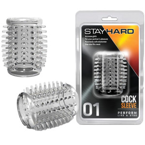 STAY HARD COCK SLEEVE 01 CLEAR - Nakładki na penisa - z wypustkami, Silikonowe