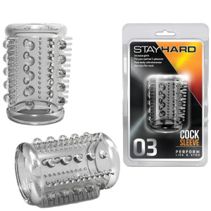 STAY HARD COCK SLEEVE 03 CLEAR - Nakładki na penisa - z wypustkami, Silikonowe