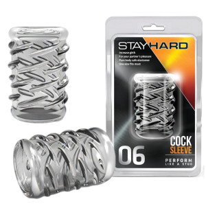 STAY HARD COCK SLEEVE 06 CLEAR -  Nakładka na penisa z wypustkami, Silikonowa