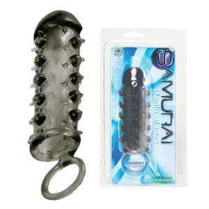 SAMURAI PENIS - Czarna nakładka na penisa z wypustkami, Silikonowa