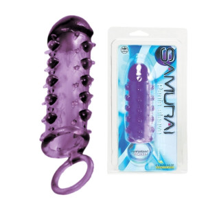 NMC SAMURAI PENIS SLEEVE - Nakładka na penisa z wypustkami i opaską, Fioletowa