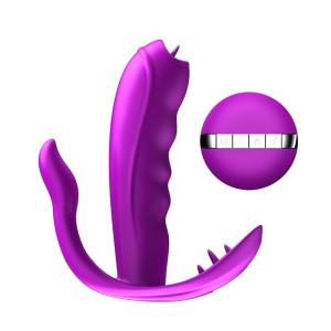 Wibrator wielofunkcyjny na pilota z funkcją podgrzewania, USB Fioletowy - Boss Series