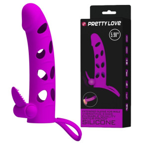 PRETTY LOVE - Vibrating Penis Sleeve with Ball Strap - Nakładka na penisa