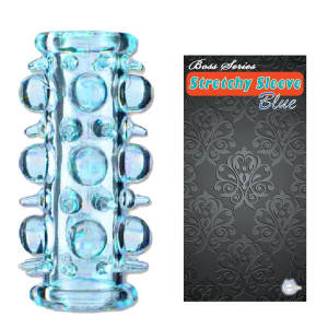 Boss Series Stretchy Sleeve Blue Stymulująca nakładka na penisa z wypustkami