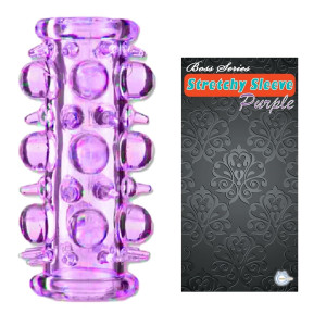 Boss Series Stretchy Sleeve Purple - Stymulująca nakładka na penisa z wypustkami