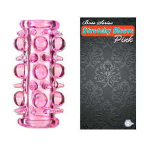 Boss Series Stretchy Sleeve Pink Stymulująca nakładka na penisa z wypustkami