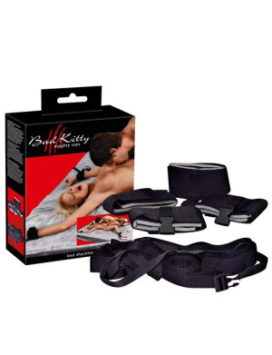 Bed Shackles Bad Kitty set of4 Zestaw do zniewalania na łóżko, Czarne